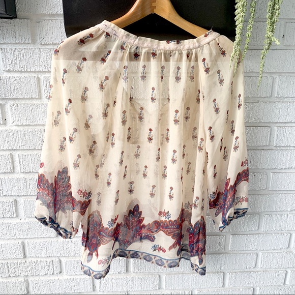Vanilla Star Semi-Sheer Boho Long Sleeve Blouse Size Small - Picture 7 of 9